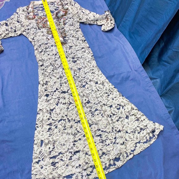 Vintage Lace Slip Dress Farah Talib Aziz Tunic Saree Traditional Indian Unique - Picture 13 of 15